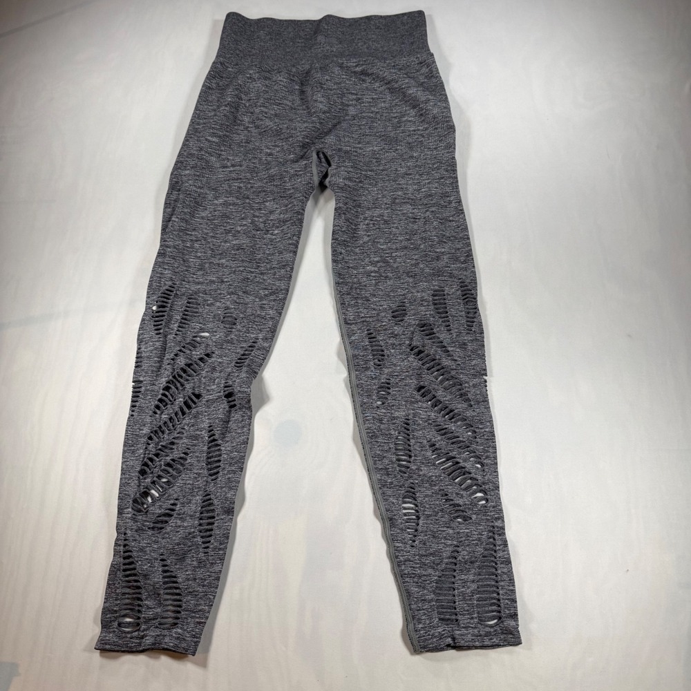 PINK Victoria's Secret Leggings Womens L Gray Seamless Cutout Gym Yoga Pants